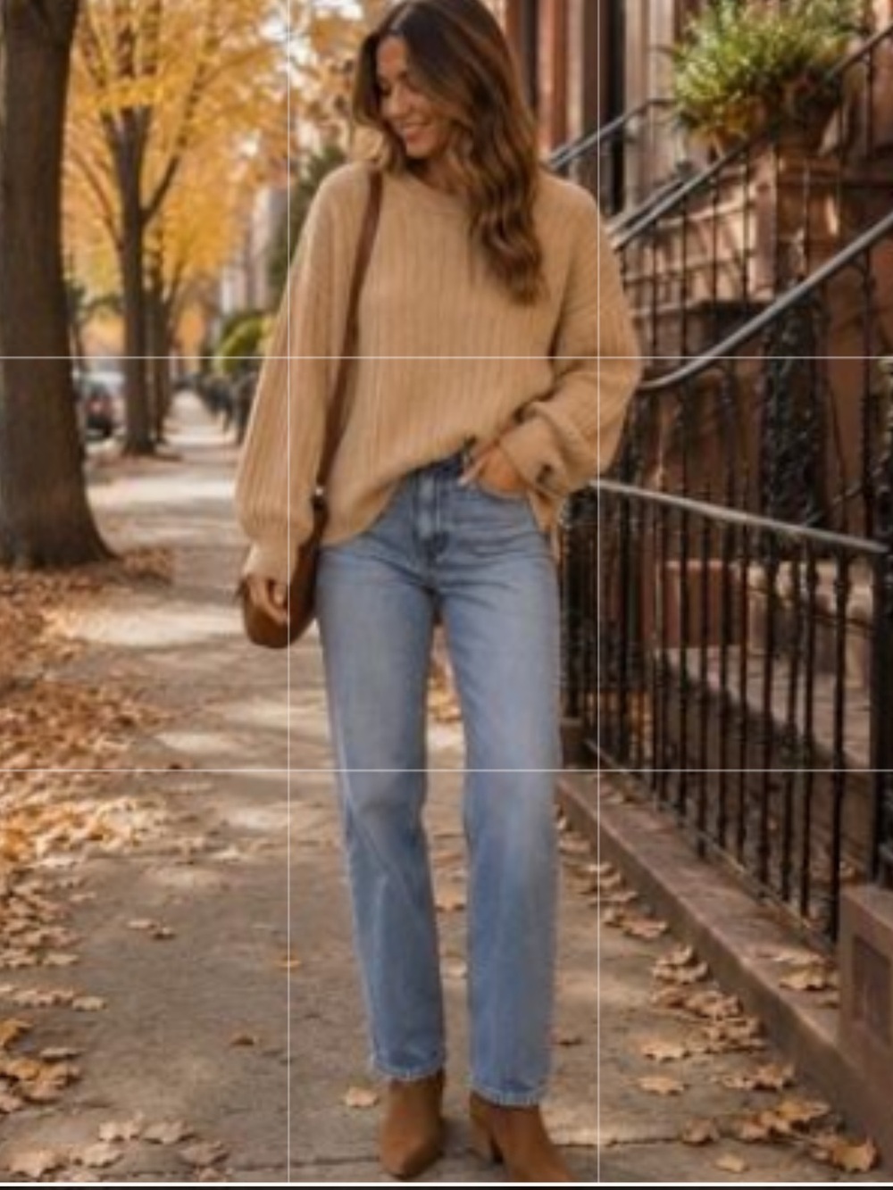 Aerie Women’s Cozy Tan Oversized Soft Fluffy Crewneck Sweater